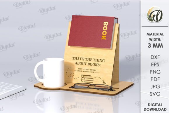 3D Book Stand Laser Cut. Home Decor