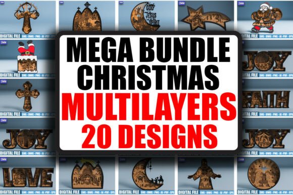 3D Christmas MEGA Bundle SVG DXF: Laser Cutting Stands