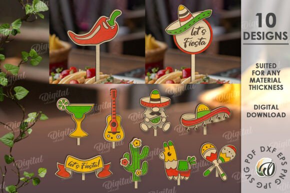 3D Cinco De Mayo Cake Toppers Bundle: Laser Cutting and Cake Toppers