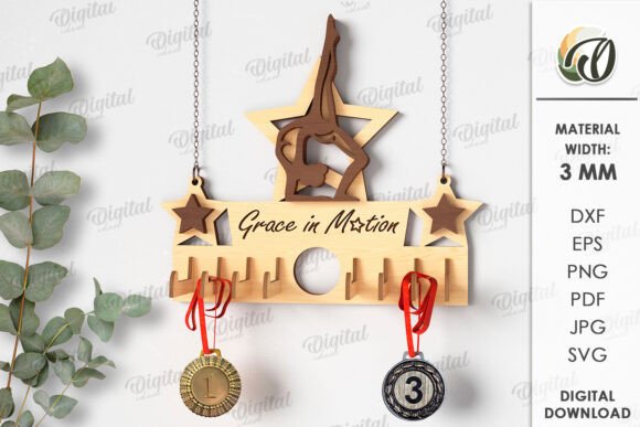 3D Gymnastics Medal Holder Laser Cut: Wall Decor & Laser Cutting