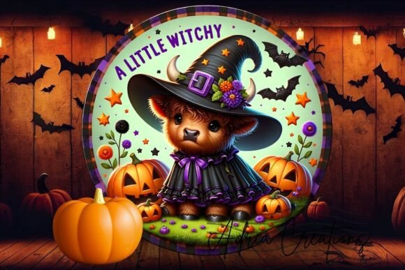 3D Highland Cow Halloween Round Sign Png Graphics and Crafts Review