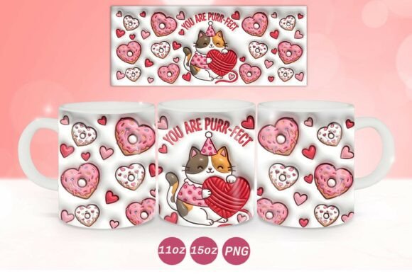 3D Inflated Valentine Cat Mug Wrap: A Designer’s Take on Graphics and Crafts