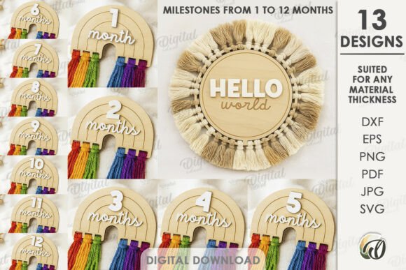 3D Macrame Baby Milestone Cards Bundle: Laser Cutting and Other Art Amp Review
