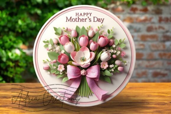 3D Mother s Day Floral Round Clipart Graphics for Crafts