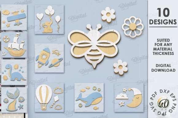 3D Nursery Decor Sets Laser Cut Bundle