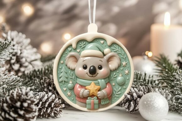 3D Porcelain Koala Christmas Ornament Graphics and Illustrations Review