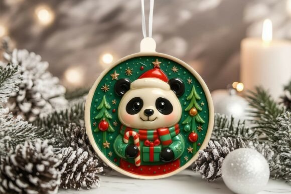 3D Porcelain Penguin Christmas Ornament Graphics and Illustrations