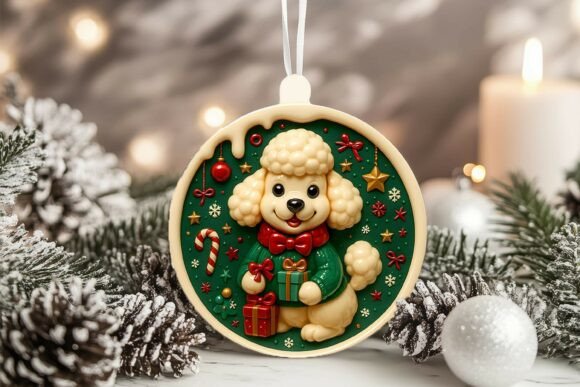 3D Porcelain Poodle Dog Xmas Ornament Review