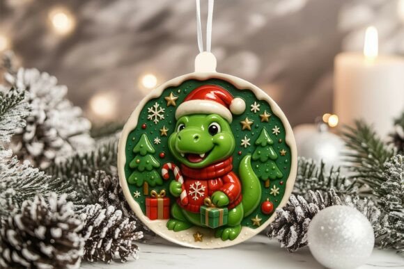 3D Porcelain T-rex Christmas Ornament Graphics and Illustrations Review