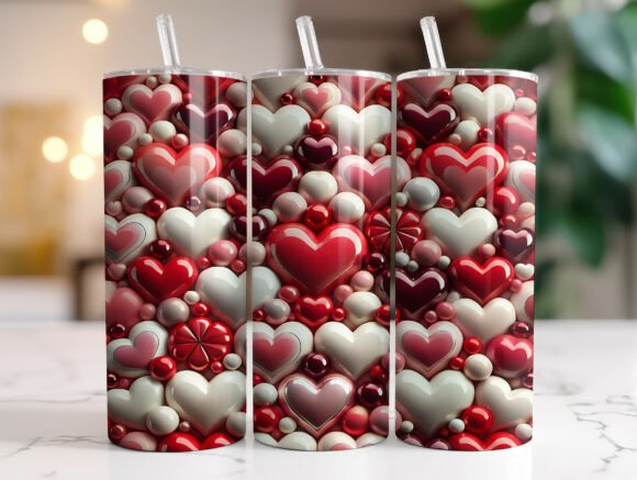 3D Red Pink Hearts 20oz Tumbler Wrap PNG: A Seller’s Review