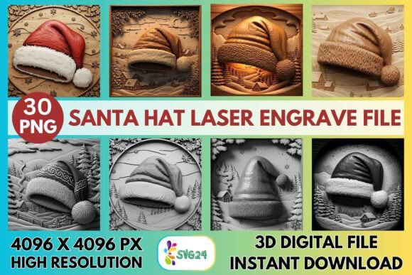 3D Santa Hat Laser Engrave File Graphics and Laser Engraving