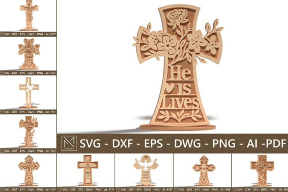 3D Standing Cross SVG for Laser Cut