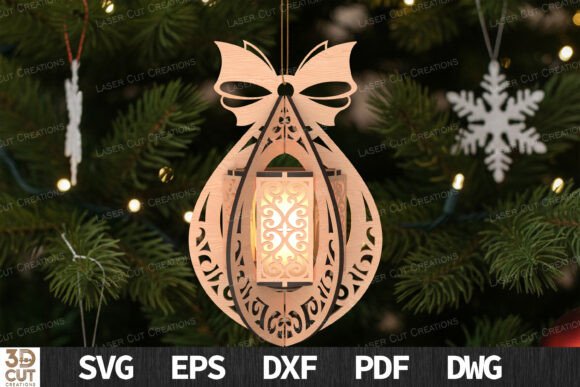 3D Teardrop Lantern Ornament SVG for Laser Cutting and Winter Amp