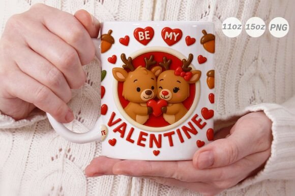 3D Valentine Reindeer Couple Mug Wrap Review