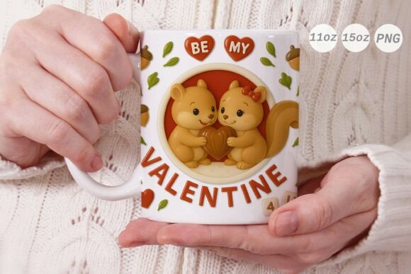 3D Valentine Squirrel Couple Mug Wrap Graphics and Crafts Review