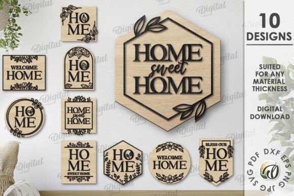 3D Wooden Home Signs Bundle for Laser Cutting and Signs
