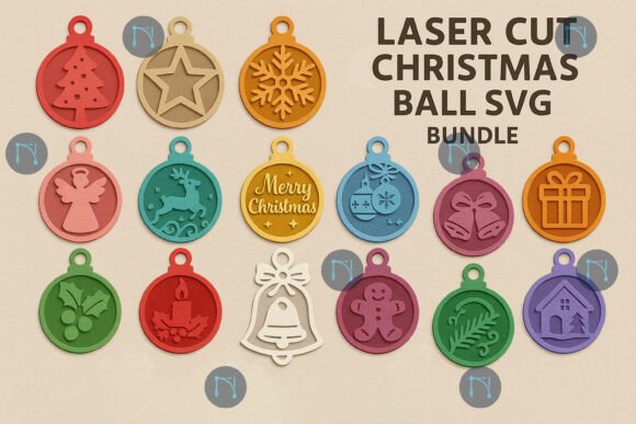 Christmas Ball Ornament SVG Bundle for Laser Cutting and Winter Amp Projects