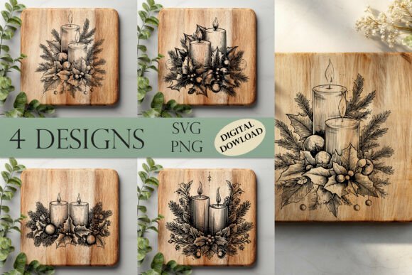 Christmas Candles Charcuterie Board SVG: A Festive Graphic for Laser Engraving & Digital Products