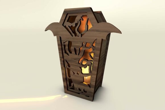 Coffin Lantern - Halloween Spooky Bat: Laser Cutting and Shadow Boxes