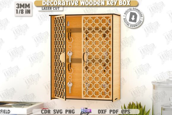 Decorative Wooden Key Box Laser Cut CNC