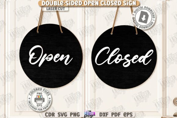 Double-Sided Open Closed Sign Laser Cut