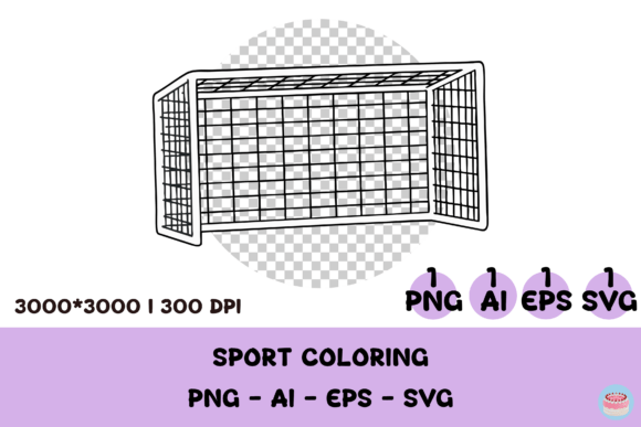 Football Goal Net Coloring Clipart Graphics and Illustrations