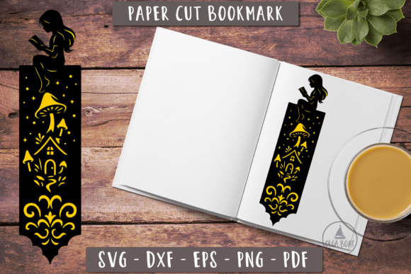 Girl with Book Bookmark SVG 3d Fantasy Graphics and Crafts