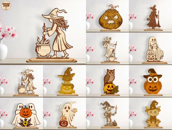 Halloween Standee SVG Bundle 12 Design: Laser Cutting and Autumn Amp
