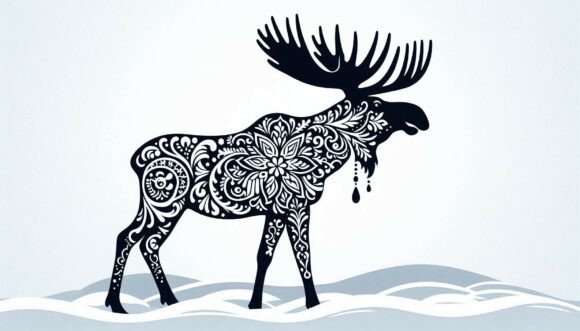Moose in the Snow Graphics and Illustrations Review