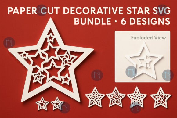 Paper Cut Decorative Star SVG Bundle: Laser Cutting and Winter Amp for Blog Graphics
