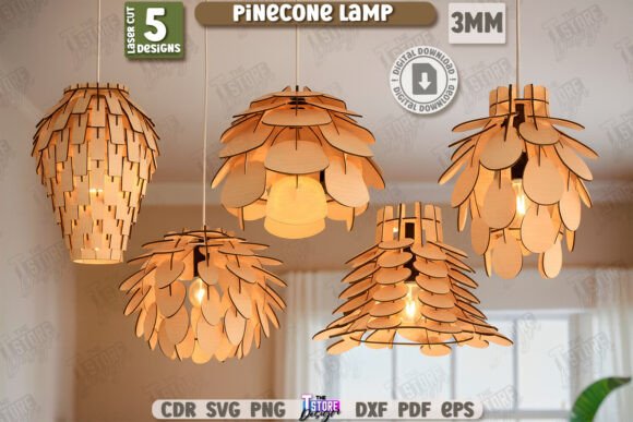 Pinecone Pendant Lamp Laser Cut Bundle for Home Decor