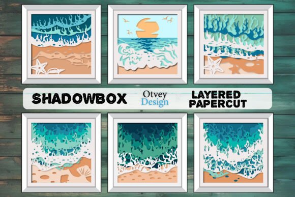 Sea Wave 3D Shadowbox Layered BUNDLES for Laser Cutting and Shadow Boxes