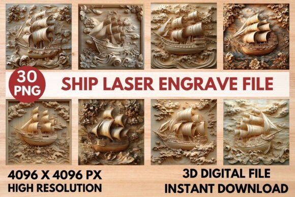 Ship Laser Engrave File: Graphics for Laser Engraving Projects