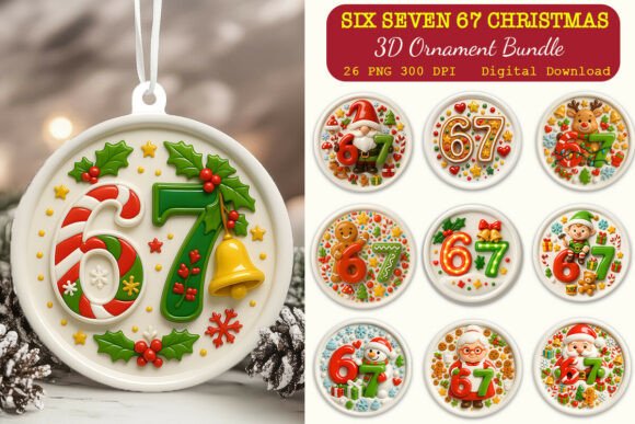 Six Seven 67 Christmas 3D Ornaments PNG: A Practical Review for Graphics and Illustrations Sellers