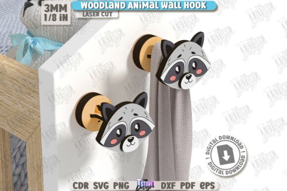 Woodland Wall Hook Laser Cut Animal Face for Home Decor